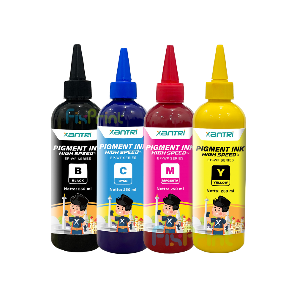 BUNDLING Tinta Xantri Pigment 250ml CMYK High Speed Printer EP Workforce WF-C5390 WF-C5890 WF-C5290 WF-C5790 1 SET