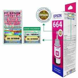 Tinta Refill Epson Original Ori 664 t6643 Magenta 70ml, , Printer L110 L120 L210 L220 L300 L310 L350 L355 L360 L365 L380 L405 L455 L485 L550 L555 L565 L100 L200